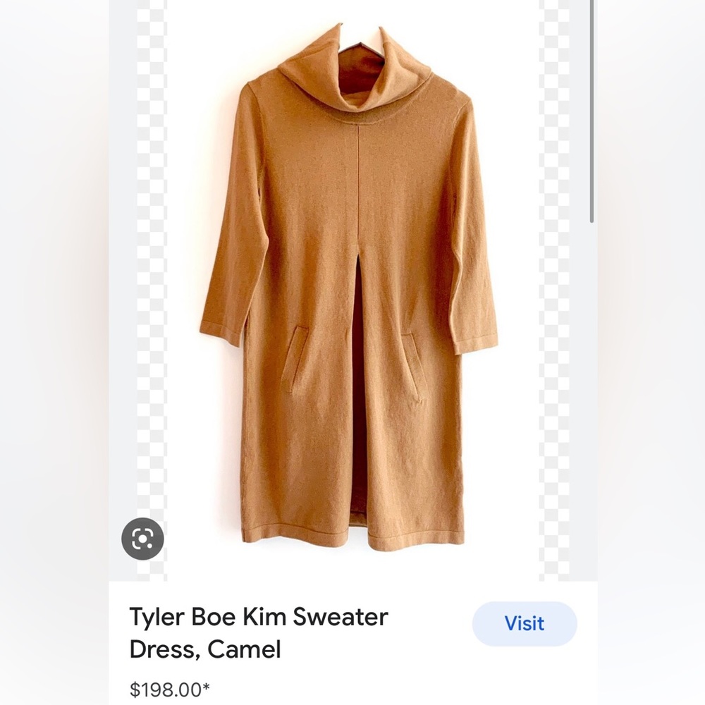 Tyler Boe classic Kim Cowl Neck Dress.  Camel, Sz Small